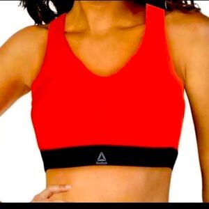 Nwt reebok red light weight cutout sports bra xs/s athletic sweatproof  fabric